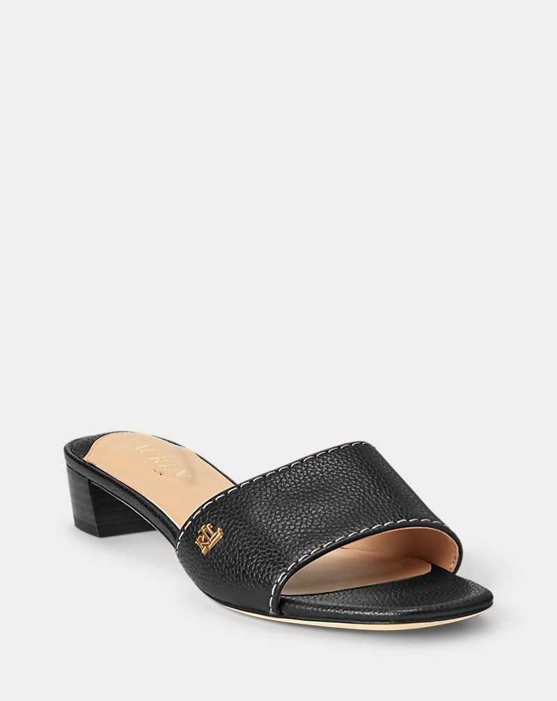 Sandalias Ralph Lauren Fay Tumbled Leather Mujer Negros | UTSMOVZ-17 - vista 2