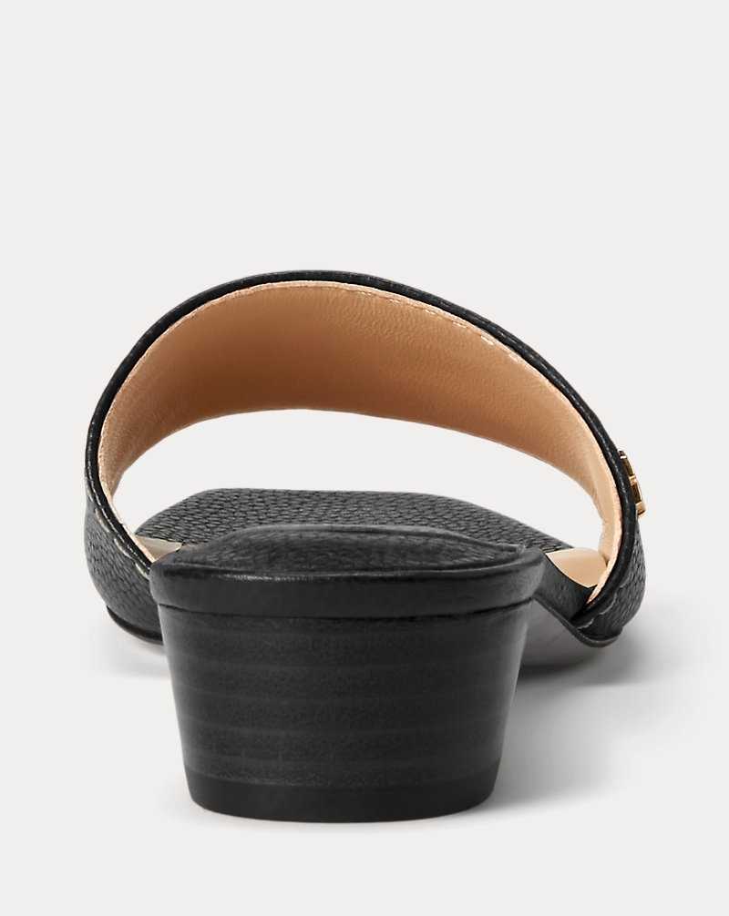 Sandalias Ralph Lauren Fay Tumbled Leather Mujer Negros | UTSMOVZ-17 - vista 3