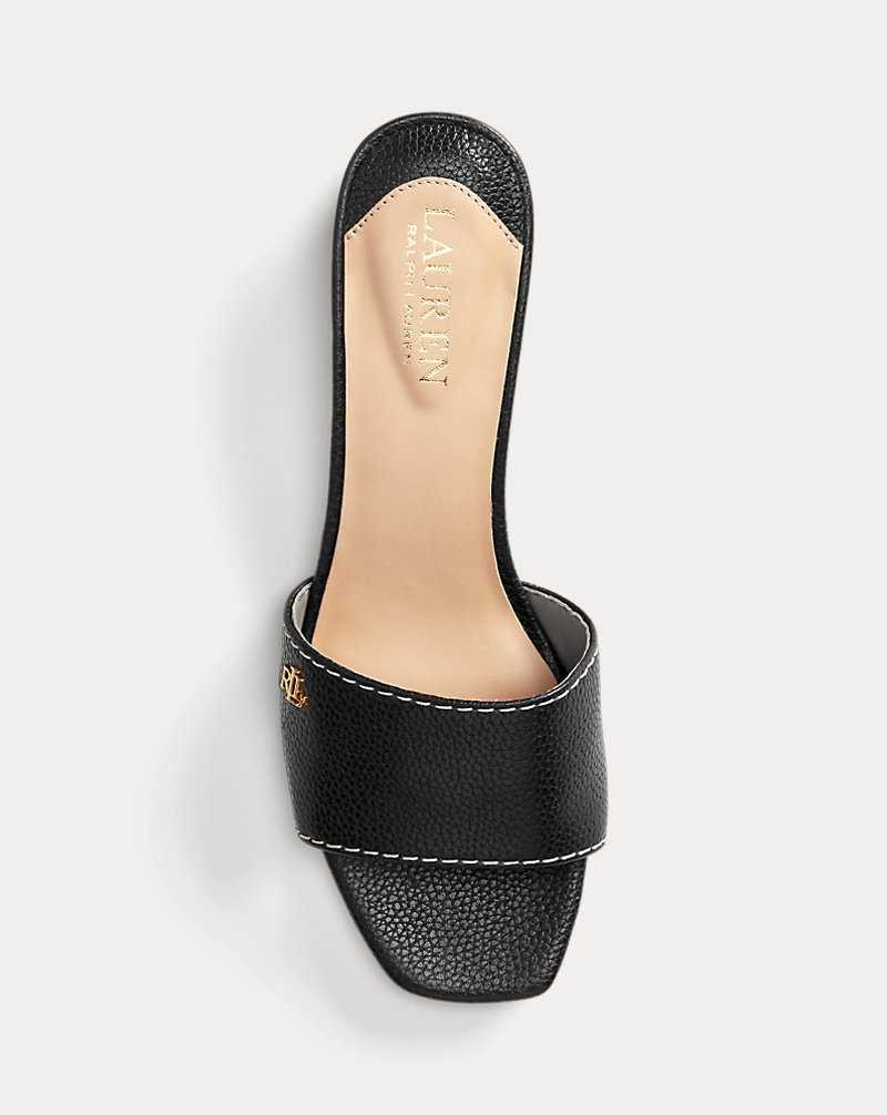 Sandalias Ralph Lauren Fay Tumbled Leather Mujer Negros | UTSMOVZ-17 - vista 4