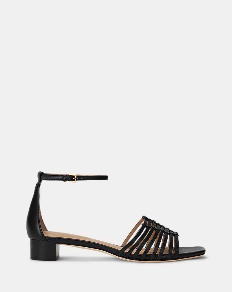 Sandalias Ralph Lauren Fionna Burnished Leather Mujer Negros | VPKLCDT-80 - vista 1