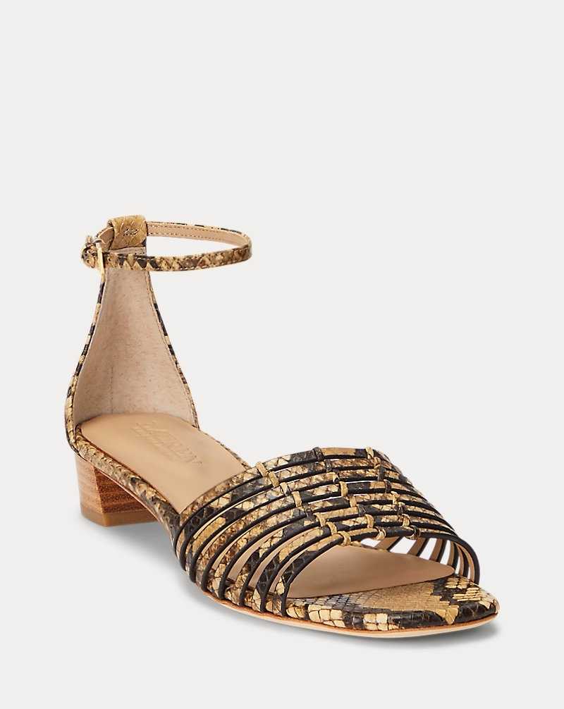 Sandalias Ralph Lauren Fionna Faux-Snakeskin Mujer Caramel | LJEBFXQ-36 - vista 2