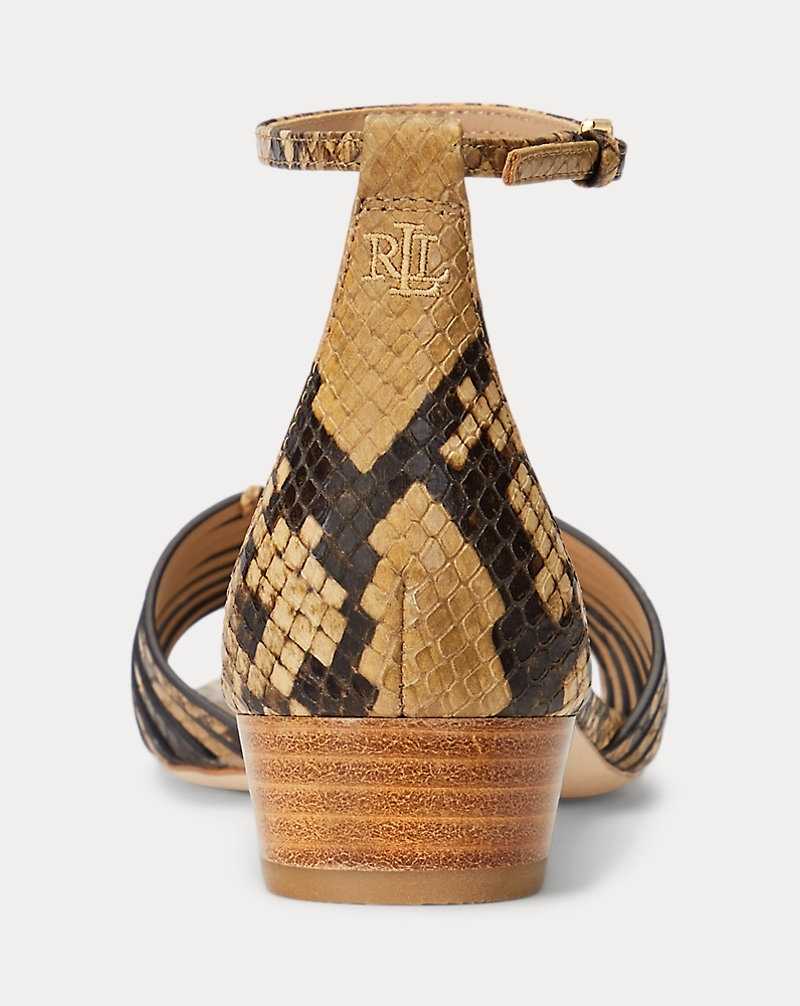 Sandalias Ralph Lauren Fionna Faux-Snakeskin Mujer Caramel | LJEBFXQ-36 - vista 3