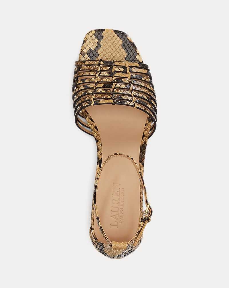 Sandalias Ralph Lauren Fionna Faux-Snakeskin Mujer Caramel | LJEBFXQ-36 - vista 4