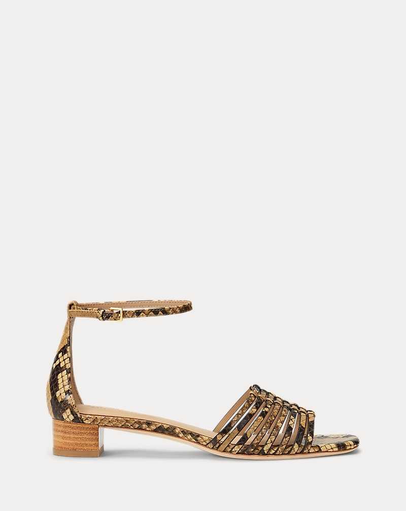 Sandalias Ralph Lauren Fionna Faux-Snakeskin Mujer Caramel | LJEBFXQ-36 - vista 1