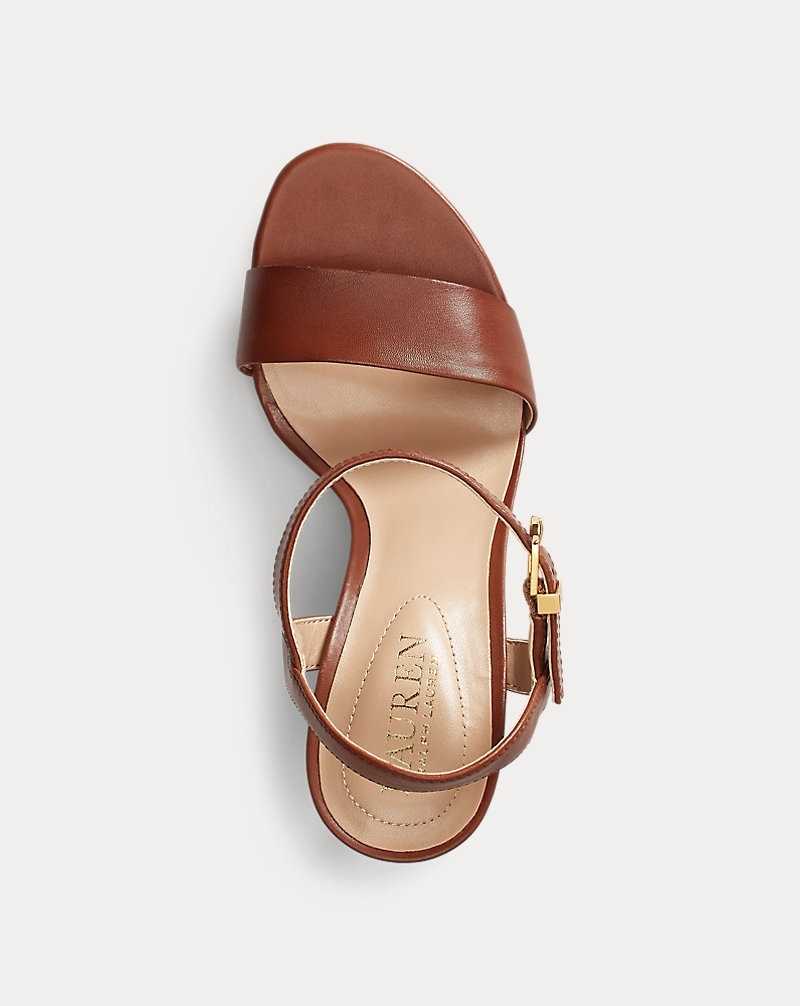 Sandalias Ralph Lauren Gwen Burnished Leather Mujer Azules | KZQFSDE-24 - vista 4