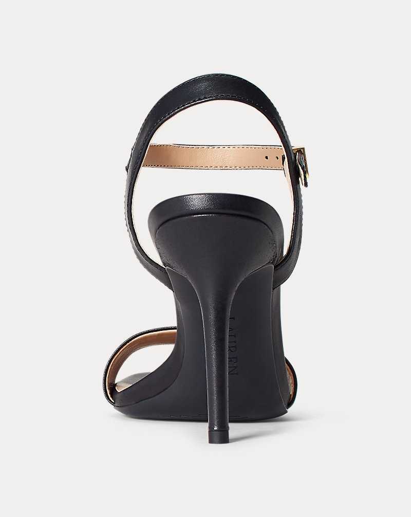 Sandalias Ralph Lauren Gwen Burnished Leather Mujer Negros | BQNKYGS-25 - vista 3