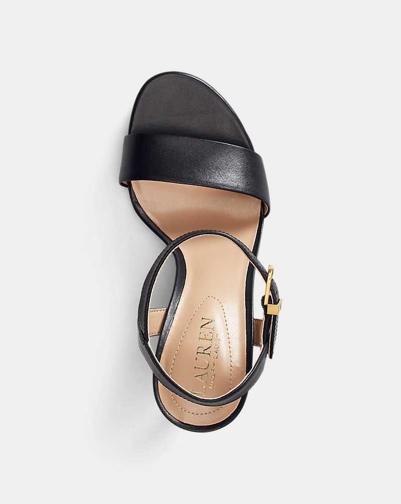 Sandalias Ralph Lauren Gwen Burnished Leather Mujer Negros | BQNKYGS-25 - vista 4