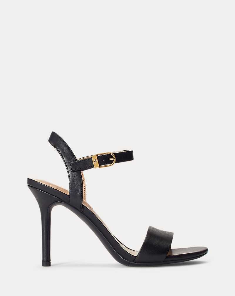 Sandalias Ralph Lauren Gwen Burnished Leather Mujer Negros | BQNKYGS-25 - vista 1