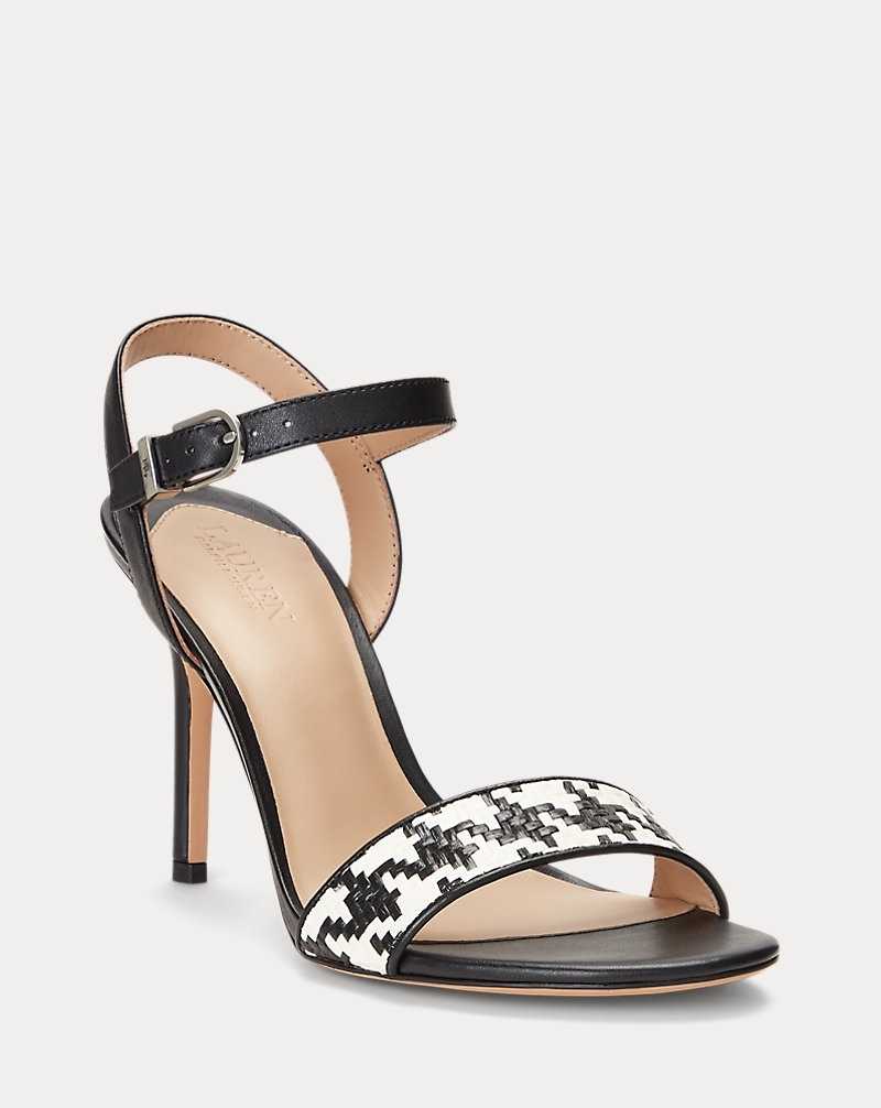 Sandalias Ralph Lauren Gwen Houndstooth Woven Mujer Houndstooth Cream/Black | VPIMCNH-30 - vista 2