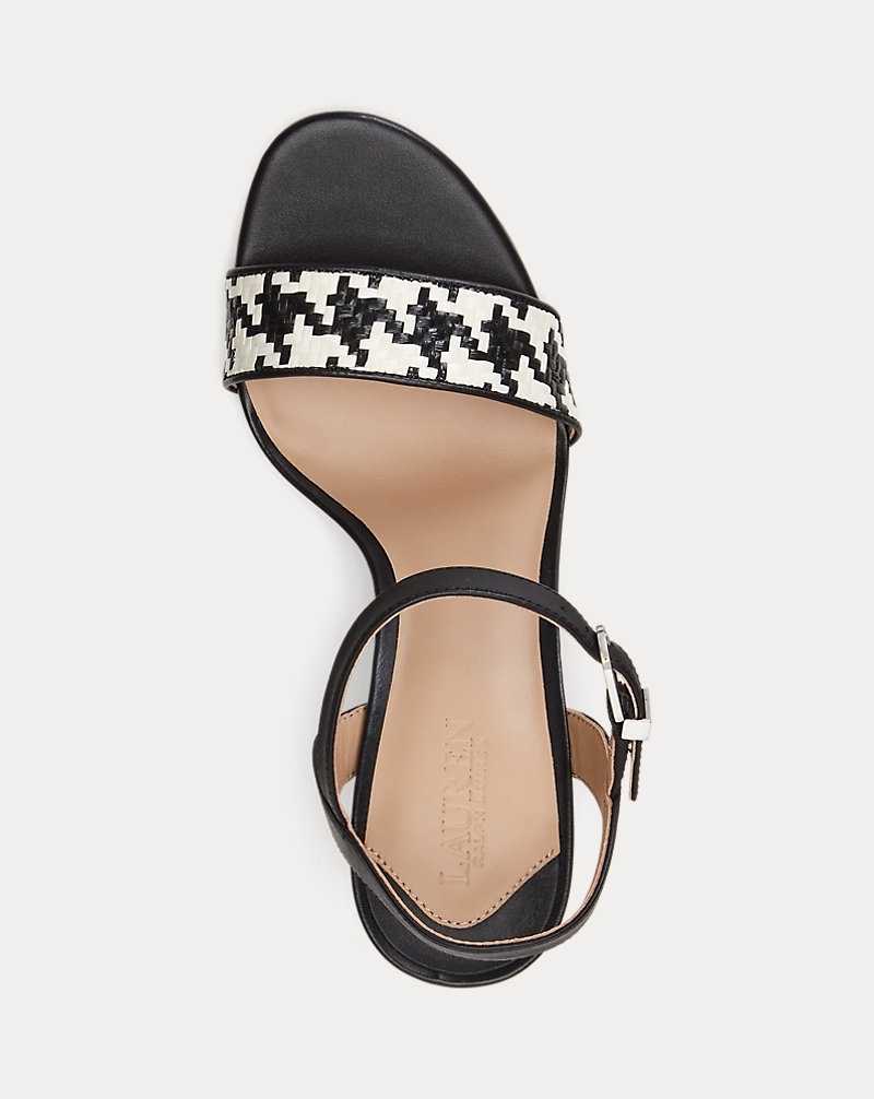 Sandalias Ralph Lauren Gwen Houndstooth Woven Mujer Houndstooth Cream/Black | VPIMCNH-30 - vista 4
