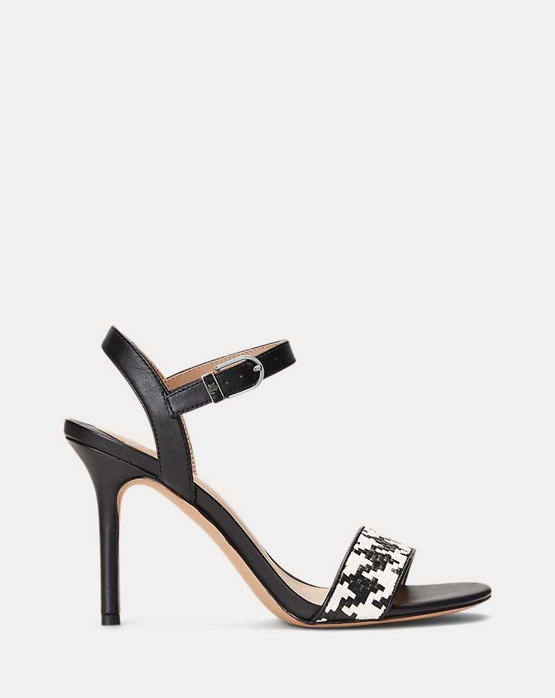Sandalias Ralph Lauren Gwen Houndstooth Woven Mujer Houndstooth Cream/Black | VPIMCNH-30 - vista 1