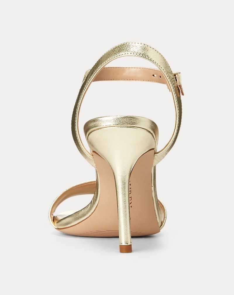 Sandalias Ralph Lauren Gwen Metallic Leather Mujer Dorados | IFNRHLS-30 - vista 3