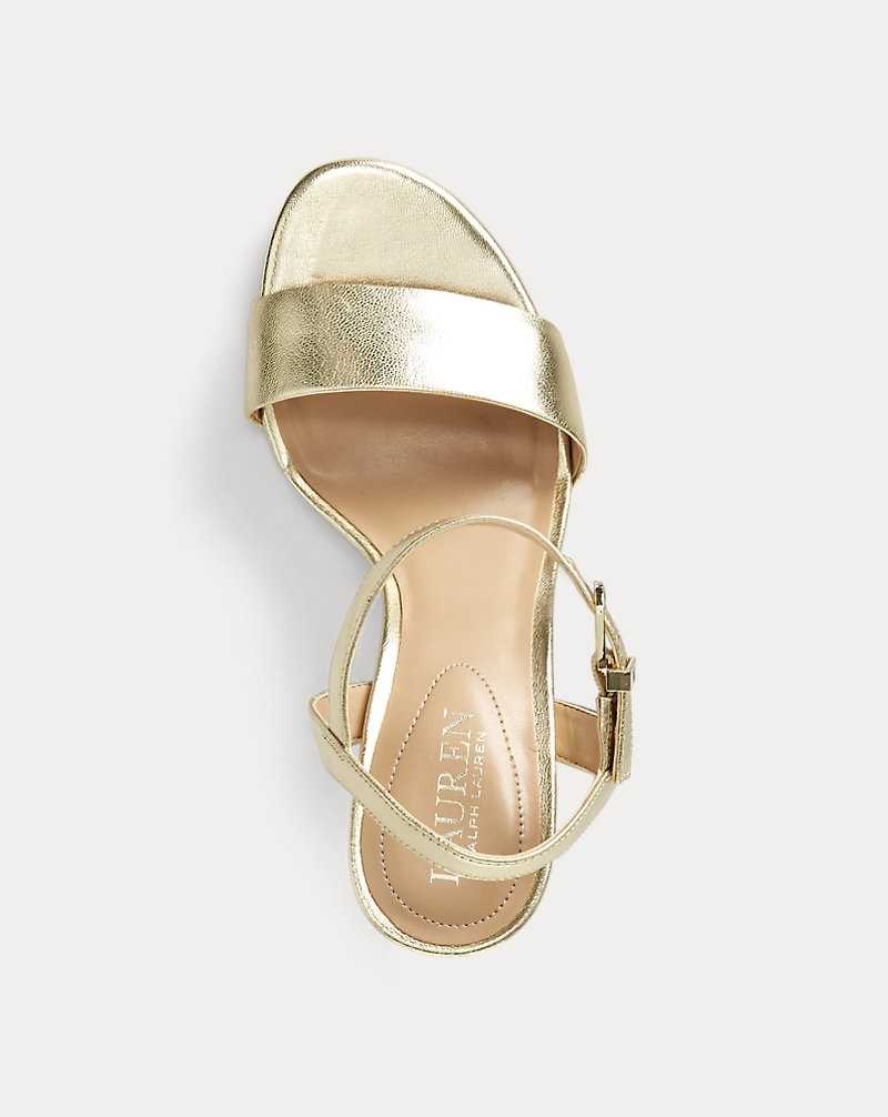 Sandalias Ralph Lauren Gwen Metallic Leather Mujer Dorados | IFNRHLS-30 - vista 4