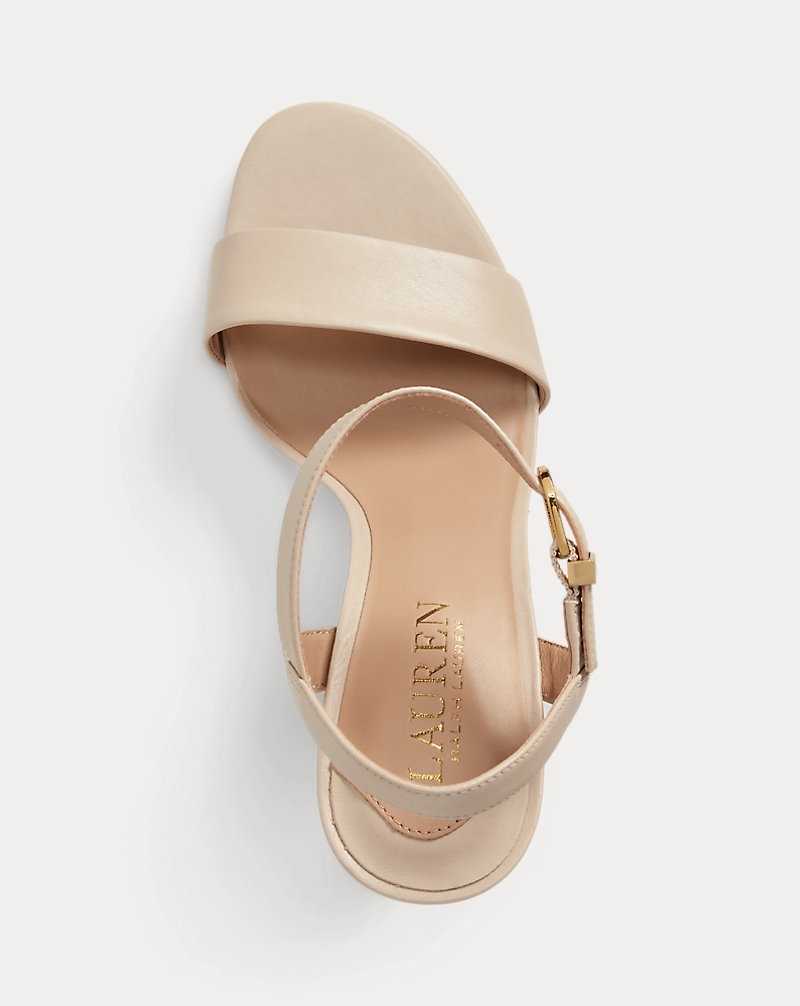Sandalias Ralph Lauren Gwen Nappa Leather Mujer Explorer Sand | VJTYEHQ-21 - vista 4