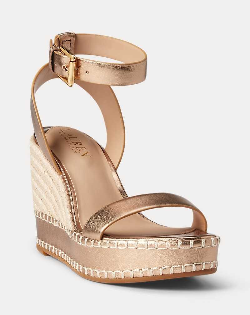 Sandalias Ralph Lauren Hilarie Metallic Leather Mujer Soft Bronze | HIBZQOR-32 - vista 2