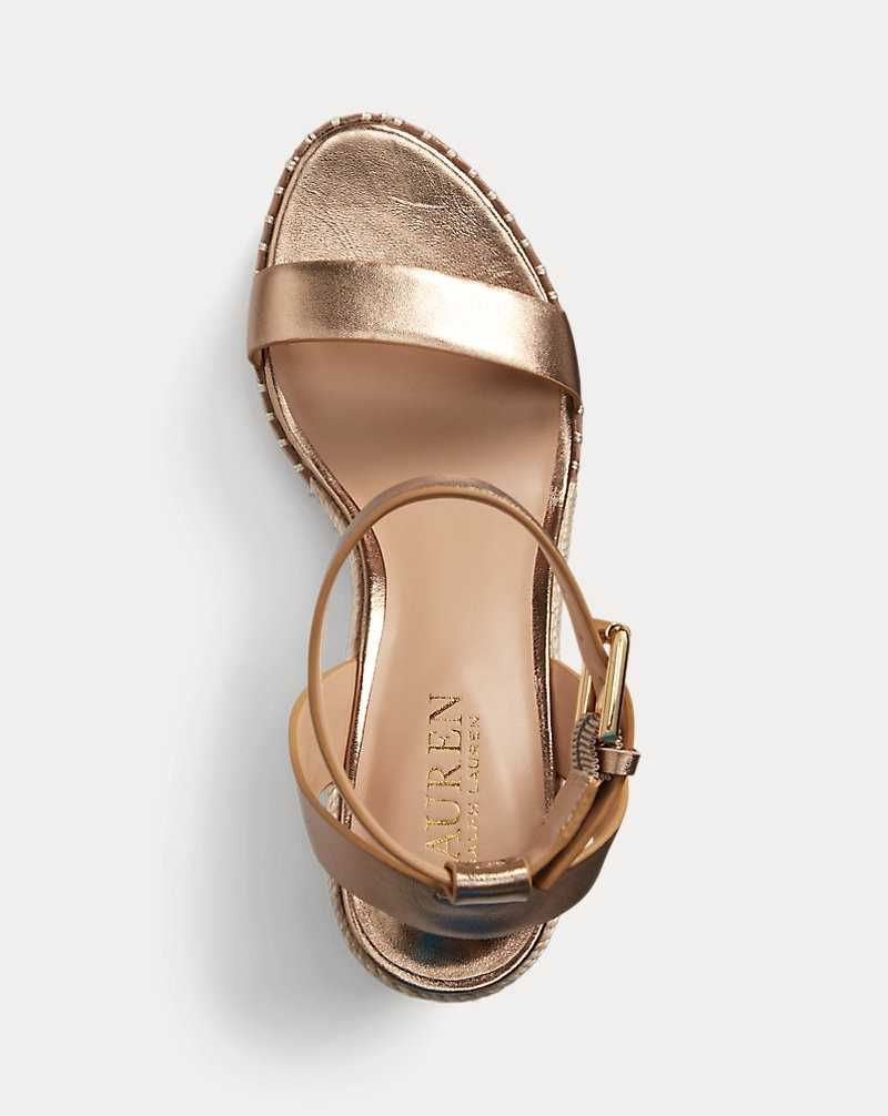 Sandalias Ralph Lauren Hilarie Metallic Leather Mujer Soft Bronze | HIBZQOR-32 - vista 4