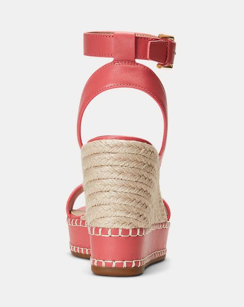 Sandalias Ralph Lauren Hilarie Nappa Leather Mujer Adirondack Berry | YVXFRKC-91 - vista 3