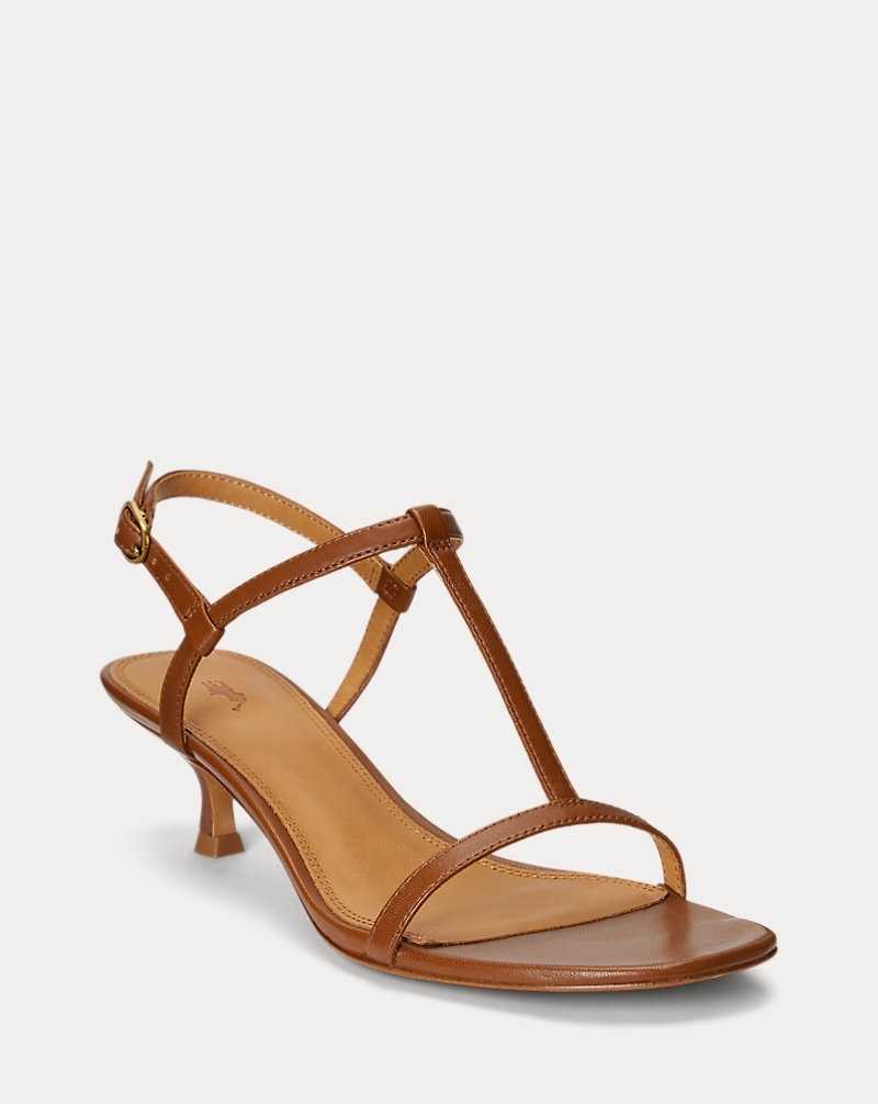 Sandalias Ralph Lauren Lambskin Kitten-Heel Mujer Cuoio | XADBEQI-59 - vista 2