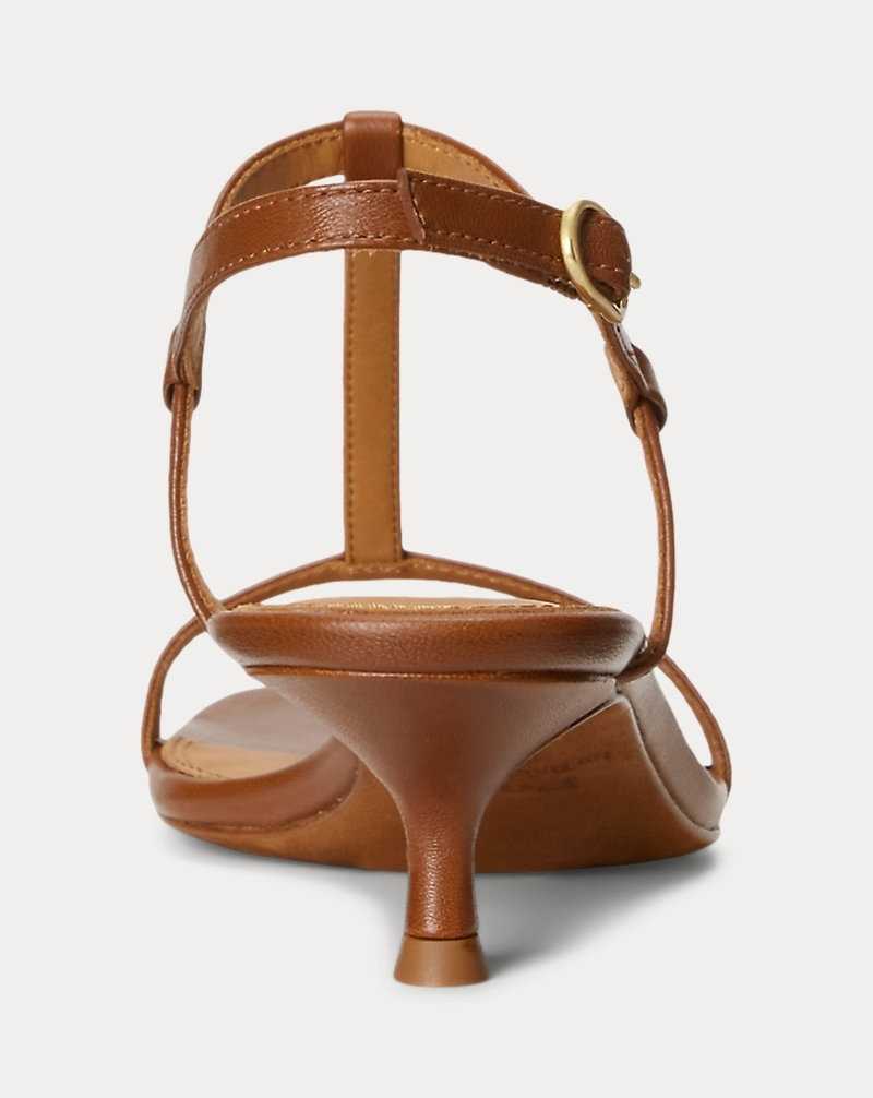 Sandalias Ralph Lauren Lambskin Kitten-Heel Mujer Cuoio | XADBEQI-59 - vista 3