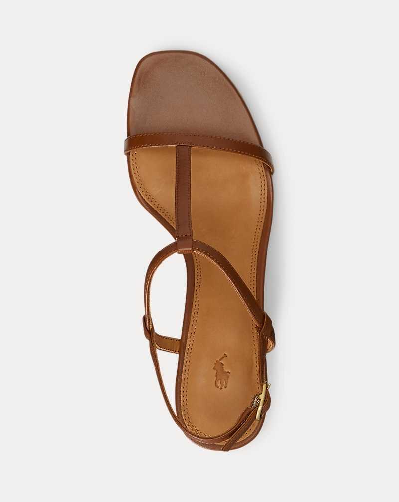 Sandalias Ralph Lauren Lambskin Kitten-Heel Mujer Cuoio | XADBEQI-59 - vista 4