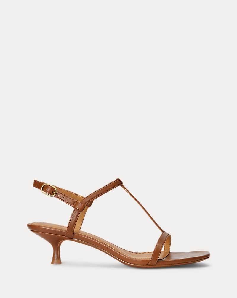 Sandalias Ralph Lauren Lambskin Kitten-Heel Mujer Cuoio | XADBEQI-59 - vista 1