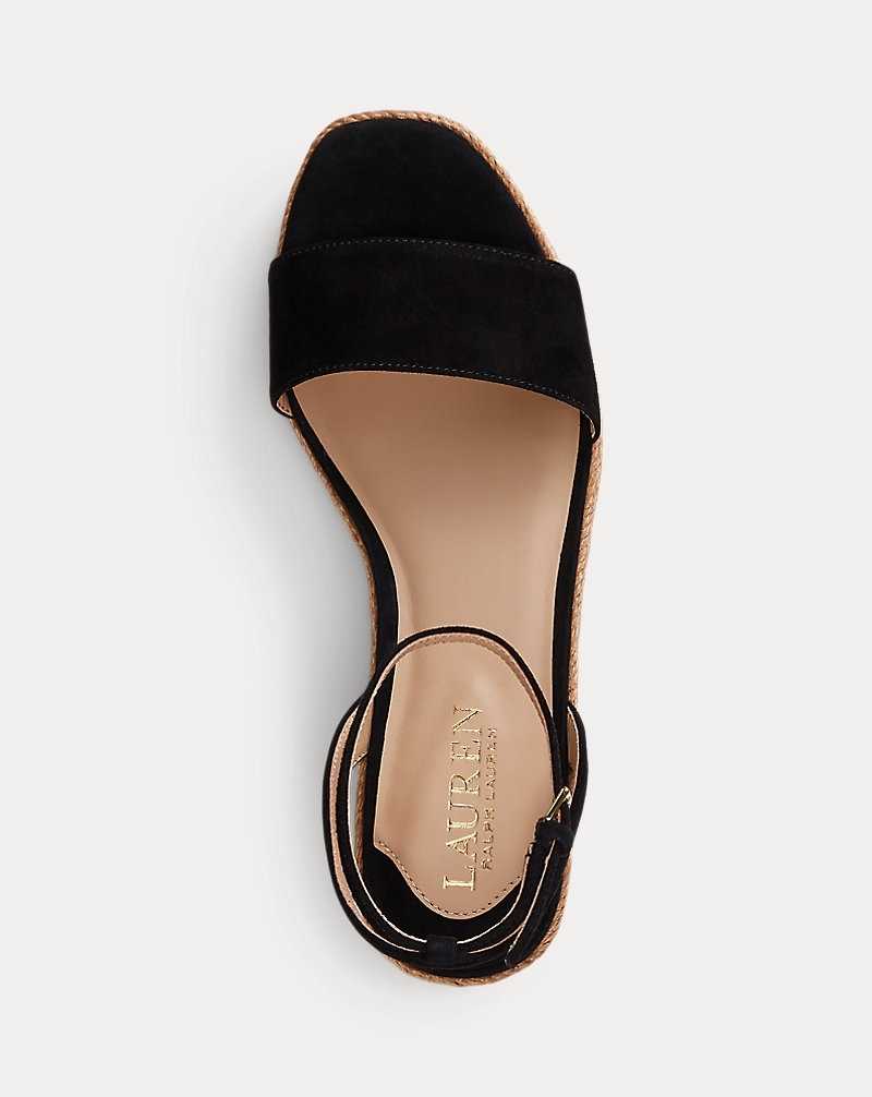 Sandalias Ralph Lauren Leona Suede Mujer Negros | TAHDNEV-03 - vista 4