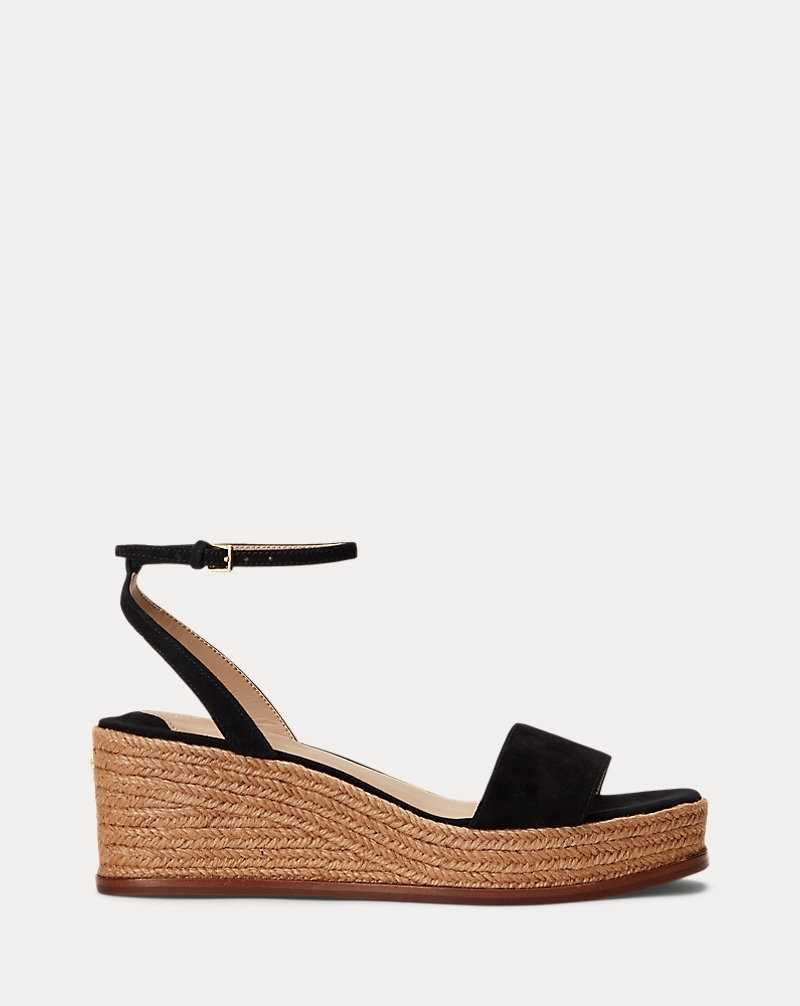 Sandalias Ralph Lauren Leona Suede Mujer Negros | TAHDNEV-03 - vista 1
