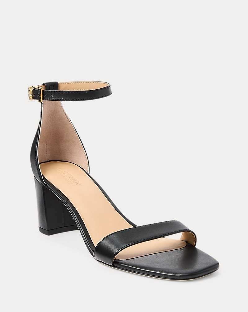 Sandalias Ralph Lauren Logan Burnished Leather Mujer Negros | CPDIJFR-53 - vista 2
