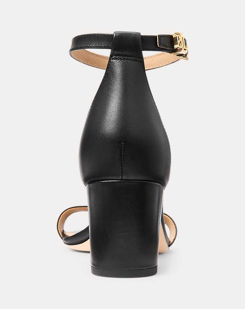 Sandalias Ralph Lauren Logan Burnished Leather Mujer Negros | CPDIJFR-53 - vista 3