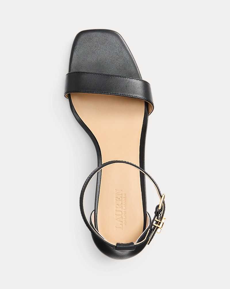 Sandalias Ralph Lauren Logan Burnished Leather Mujer Negros | CPDIJFR-53 - vista 4
