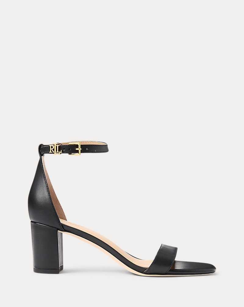 Sandalias Ralph Lauren Logan Burnished Leather Mujer Negros | CPDIJFR-53 - vista 1