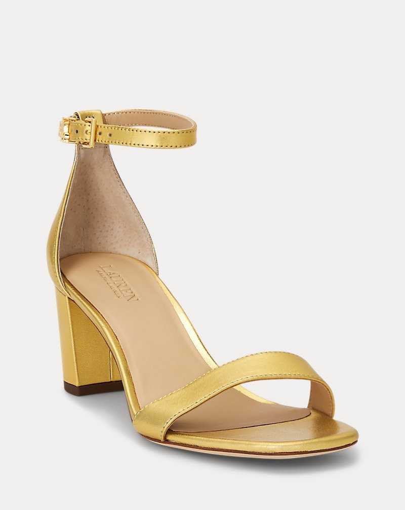 Sandalias Ralph Lauren Logan Metallic Nappa Leather Mujer Dorados | MEXUCJI-25 - vista 2