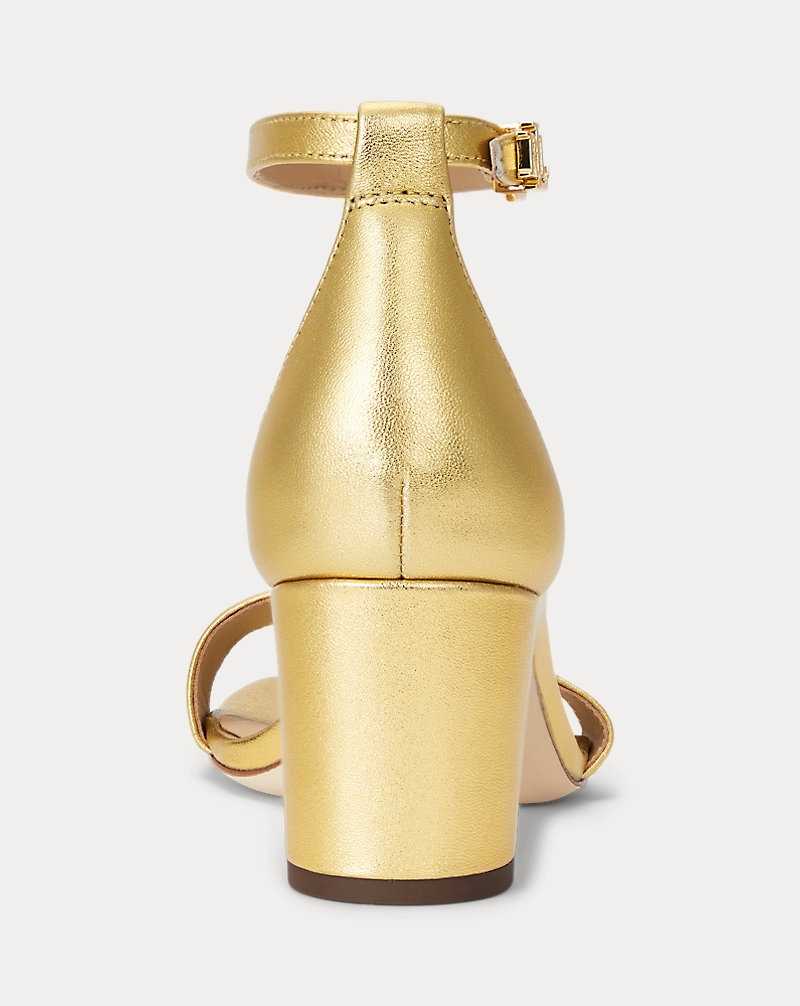 Sandalias Ralph Lauren Logan Metallic Nappa Leather Mujer Dorados | MEXUCJI-25 - vista 3