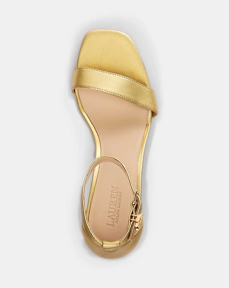 Sandalias Ralph Lauren Logan Metallic Nappa Leather Mujer Dorados | MEXUCJI-25 - vista 4