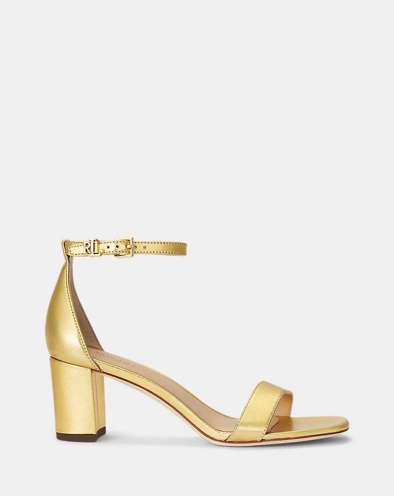 Sandalias Ralph Lauren Logan Metallic Nappa Leather Mujer Dorados | MEXUCJI-25 - vista 1