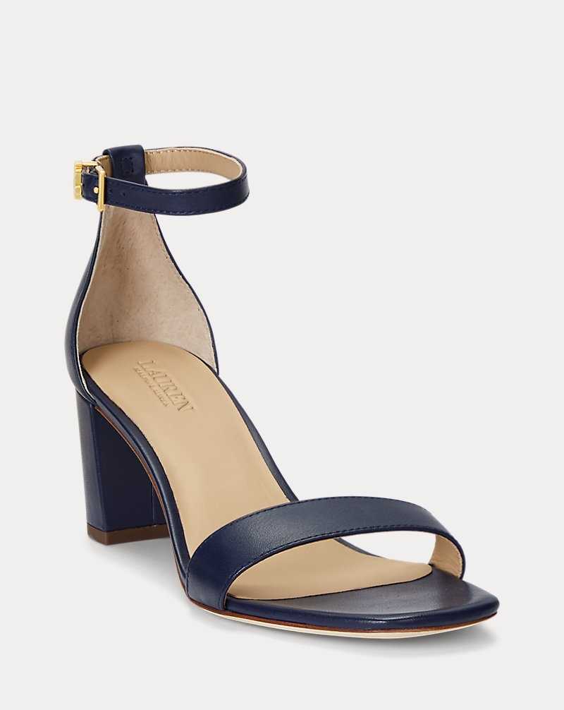 Sandalias Ralph Lauren Logan Nappa Leather Mujer Azul Marino | QVCPTUD-32 - vista 2