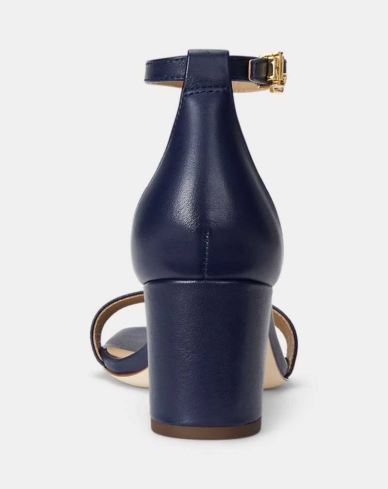 Sandalias Ralph Lauren Logan Nappa Leather Mujer Azul Marino | QVCPTUD-32 - vista 3