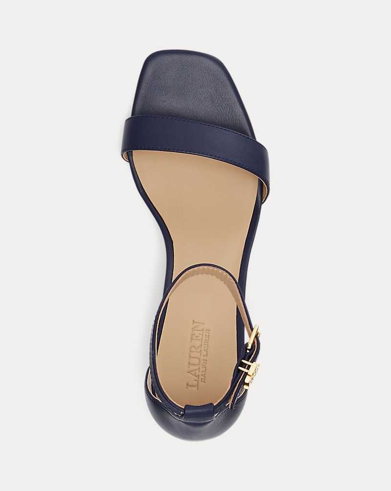Sandalias Ralph Lauren Logan Nappa Leather Mujer Azul Marino | QVCPTUD-32 - vista 4