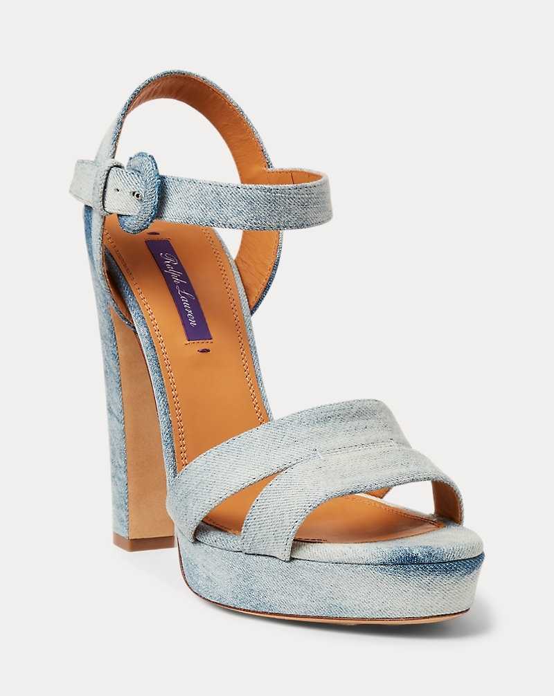 Sandalias Ralph Lauren Myles Denim Platform Mujer Azules | CVLTPQJ-79 - vista 2