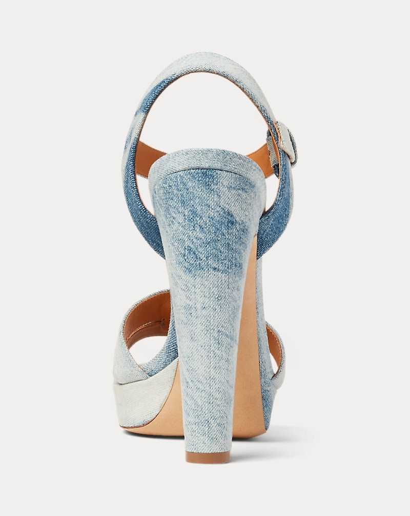 Sandalias Ralph Lauren Myles Denim Platform Mujer Azules | CVLTPQJ-79 - vista 3