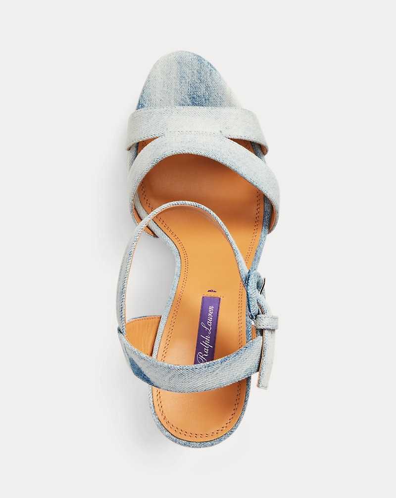 Sandalias Ralph Lauren Myles Denim Platform Mujer Azules | CVLTPQJ-79 - vista 4