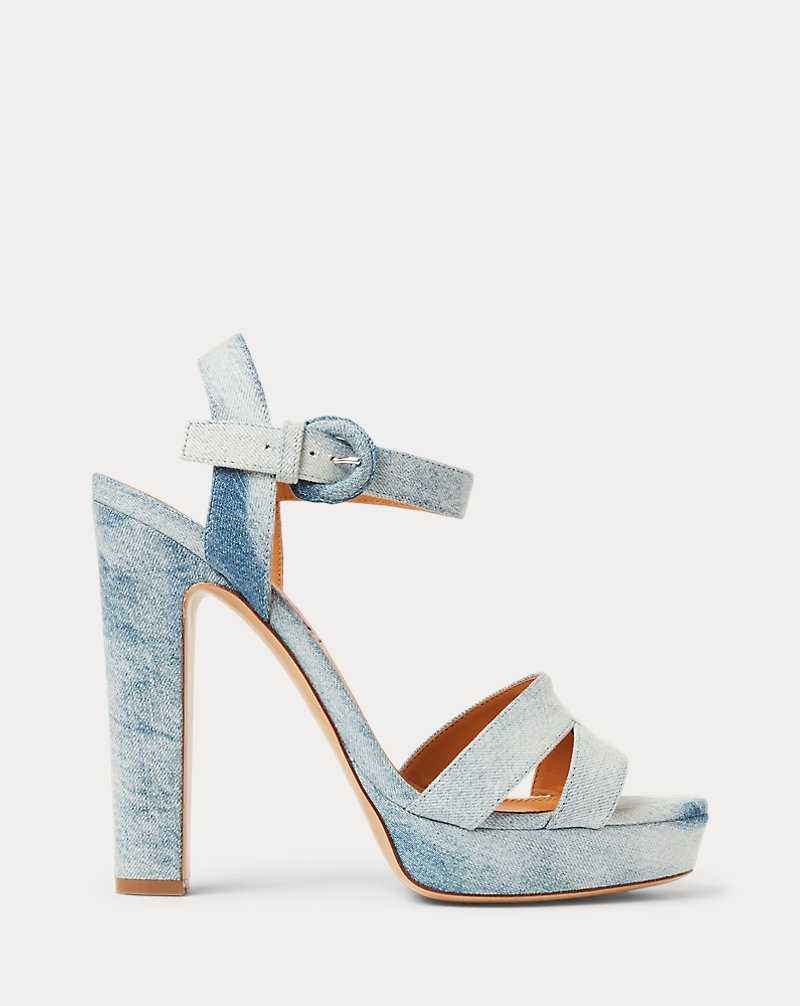 Sandalias Ralph Lauren Myles Denim Platform Mujer Azules | CVLTPQJ-79 - vista 1