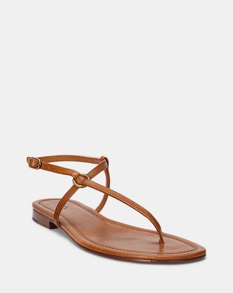 Sandalias Ralph Lauren O-Ring Leather Mujer Cuoio | QIUZPSE-98 - vista 2