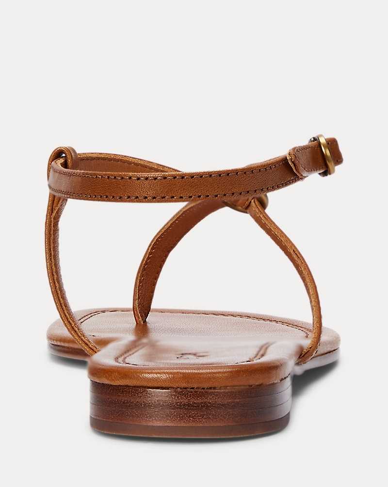 Sandalias Ralph Lauren O-Ring Leather Mujer Cuoio | QIUZPSE-98 - vista 3