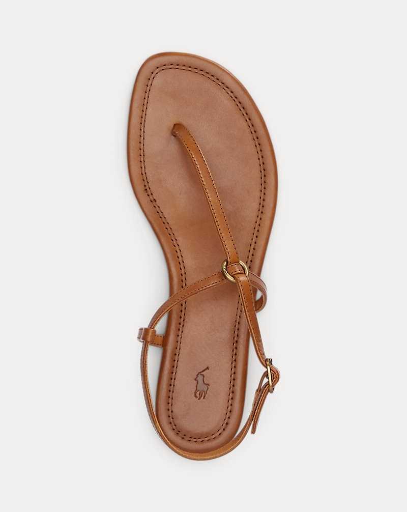 Sandalias Ralph Lauren O-Ring Leather Mujer Cuoio | QIUZPSE-98 - vista 4