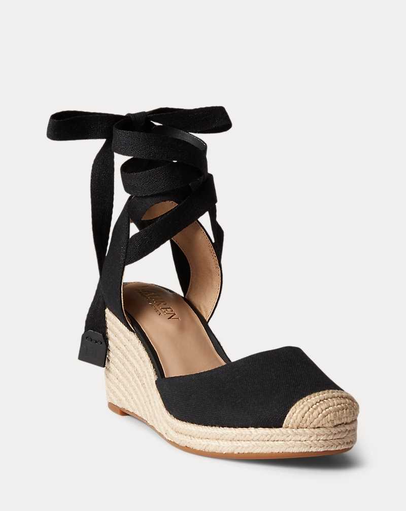 Sandalias Ralph Lauren Paislee Canvas Mujer Black/Black | AKRVHEF-74 - vista 2