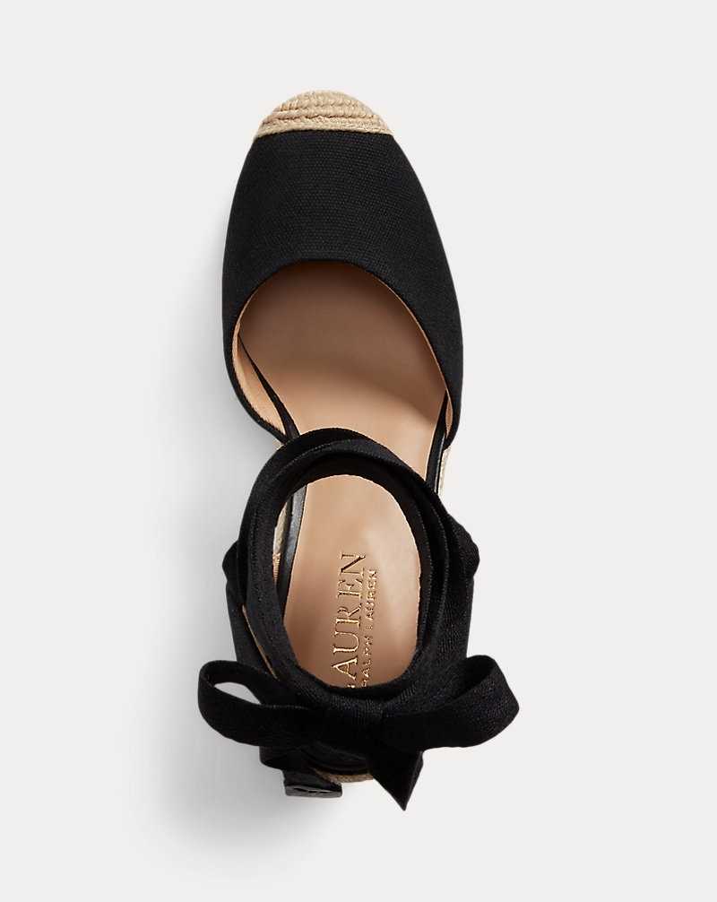 Sandalias Ralph Lauren Paislee Canvas Mujer Black/Black | AKRVHEF-74 - vista 4