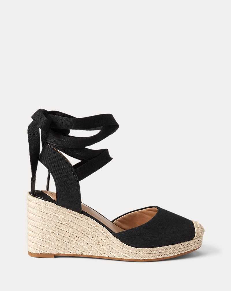 Sandalias Ralph Lauren Paislee Canvas Mujer Black/Black | AKRVHEF-74 - vista 1