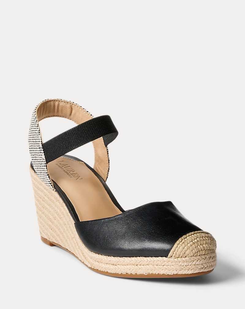 Sandalias Ralph Lauren Pearle II Leather Canvas Mujer Black/Natural | NCPVEDJ-37 - vista 2
