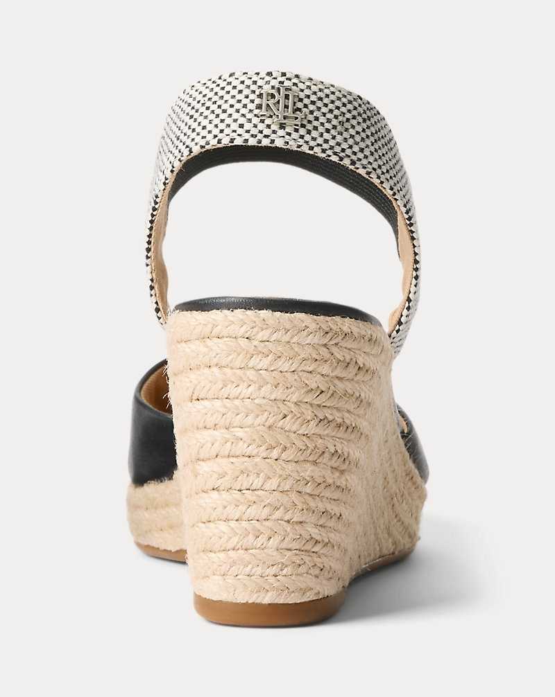 Sandalias Ralph Lauren Pearle II Leather Canvas Mujer Black/Natural | NCPVEDJ-37 - vista 3